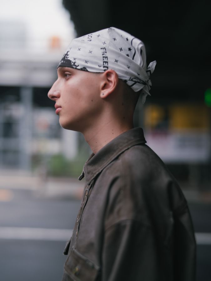 Profile with bandana on the street