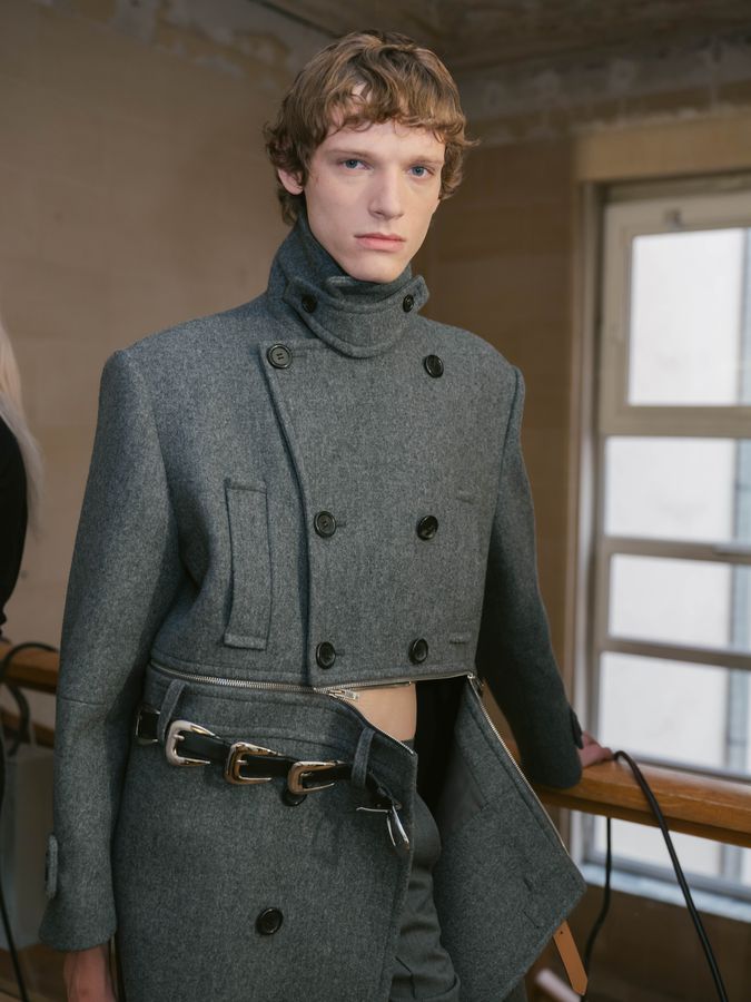 Grey double-breasted coat