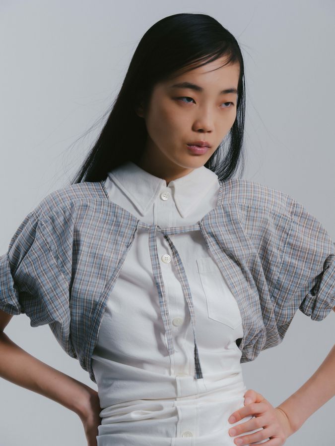 Grey checked capelet